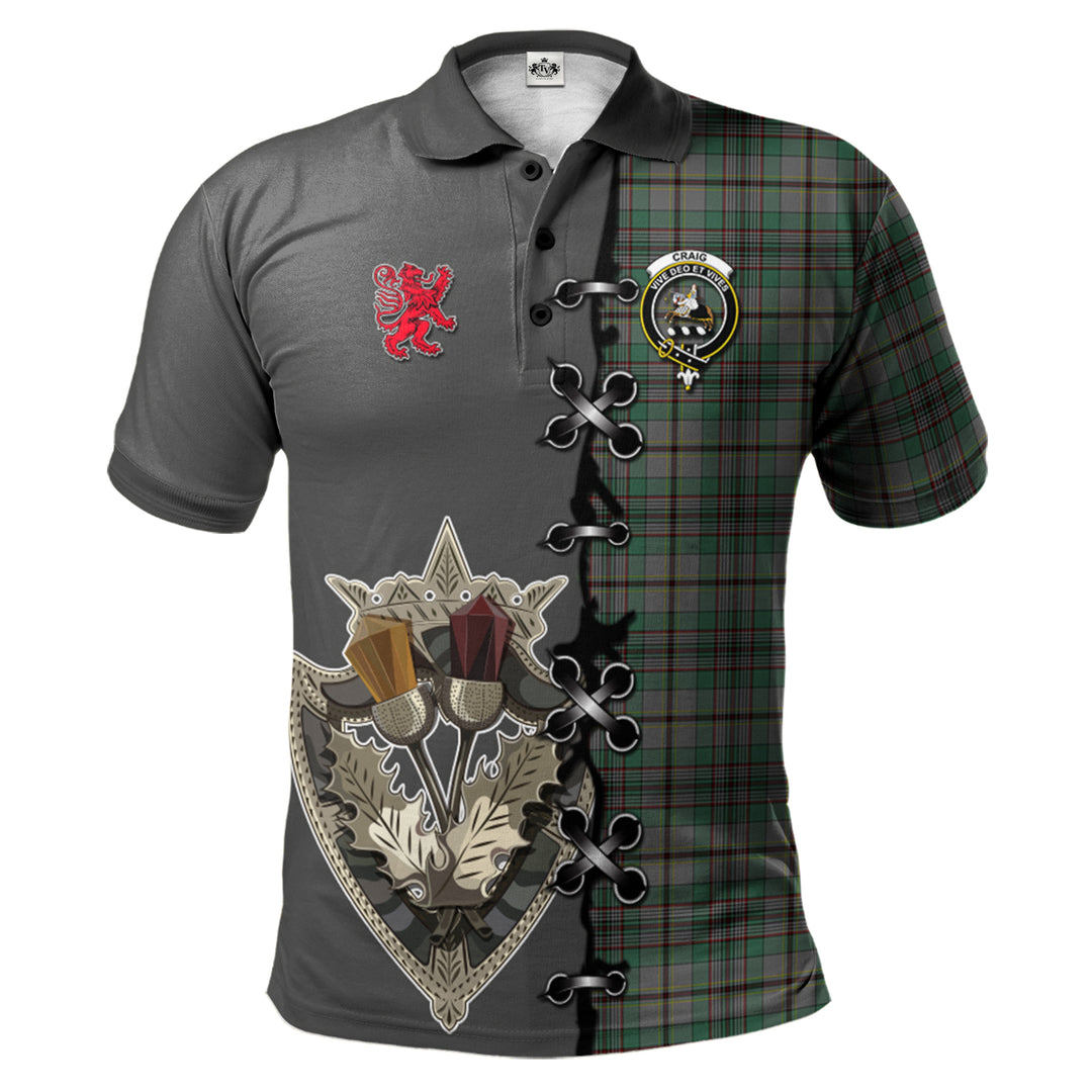 Clan Craig Tartan Polo Shirt - Lion Rampant And Celtic Thistle Style ZL48 Craig Tartan Tartan Polo   