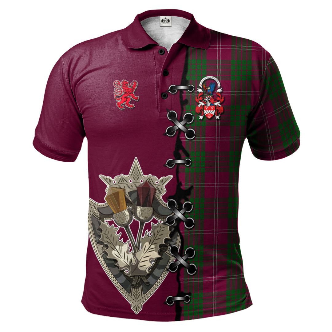 Clan Crawford of NewZealand Tartan Polo Shirt - Lion Rampant And Celtic Thistle Style NE84 Crawford of NewZealand Tartan Tartan Polo   