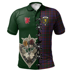 Clan Cumming Tartan Polo Shirt - Lion Rampant And Celtic Thistle Style HQ90 Cumming Tartan Tartan Polo   