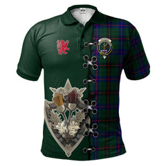 Clan Davidson Modern Tartan Polo Shirt - Lion Rampant And Celtic Thistle Style CH29 Davidson Modern Tartan Tartan Polo   