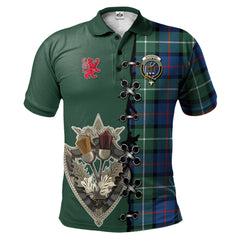 Clan Davidson of Tulloch Tartan Polo Shirt - Lion Rampant And Celtic Thistle Style VI91 Davidson of Tulloch Tartan Tartan Polo   