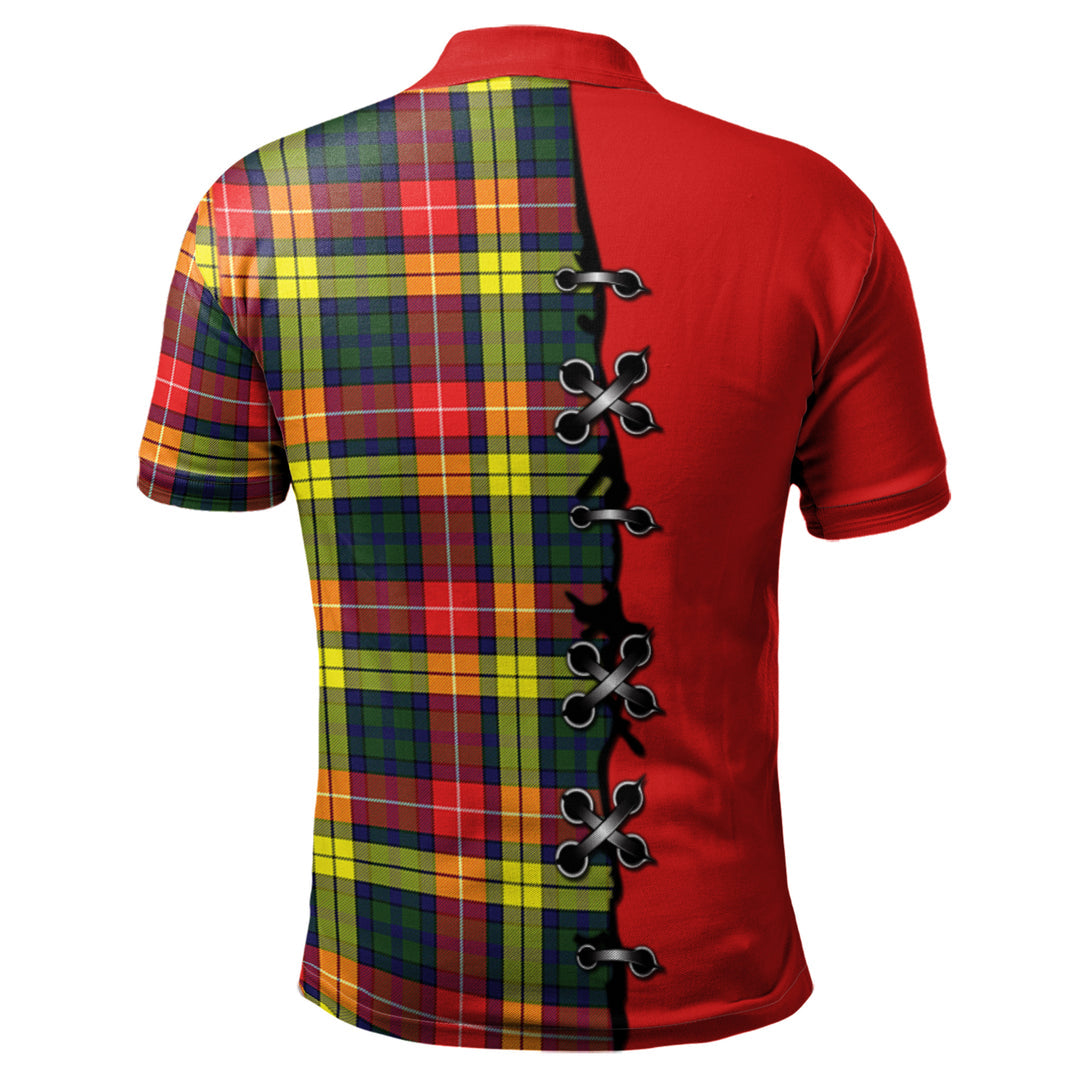 Clan Dewar Tartan Polo Shirt - Lion Rampant And Celtic Thistle Style LM36 Dewar Tartan Tartan Polo   