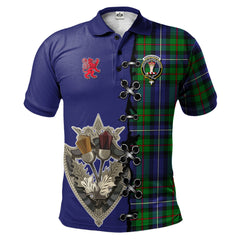 Clan Donnachaidh Tartan Polo Shirt - Lion Rampant And Celtic Thistle Style QW82 Donnachaidh Tartan Tartan Polo   