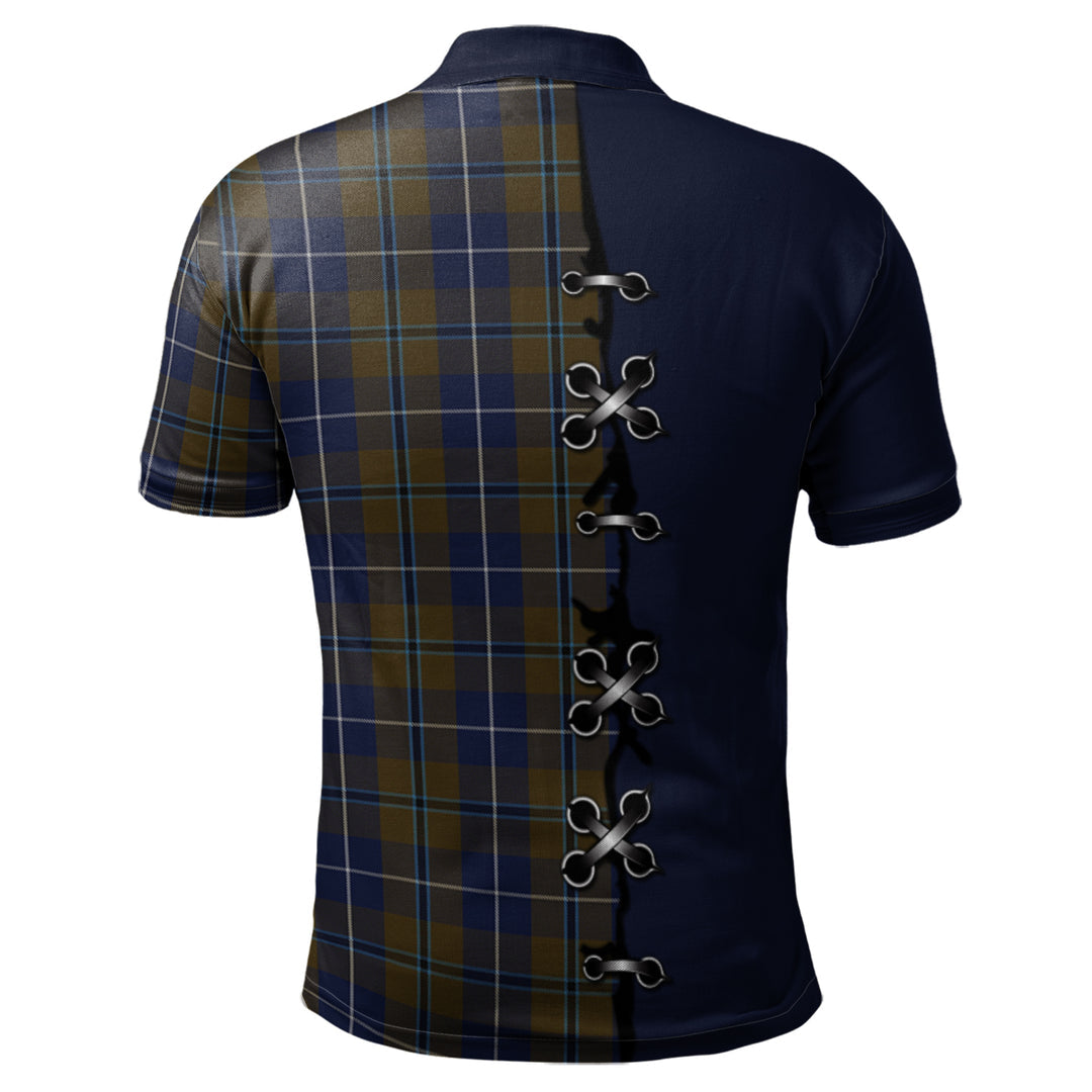 Clan Douglas Brown Tartan Polo Shirt - Lion Rampant And Celtic Thistle Style MQ67 Douglas Brown Tartan Tartan Polo   