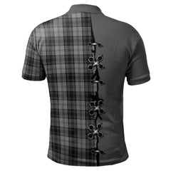 Clan Douglas Grey Tartan Polo Shirt - Lion Rampant And Celtic Thistle Style PS86 Douglas Grey Tartan Tartan Polo   