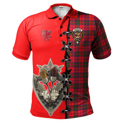 Clan Drummond Modern Tartan Polo Shirt - Lion Rampant And Celtic Thistle Style WC26 Drummond Modern Tartan Tartan Polo   