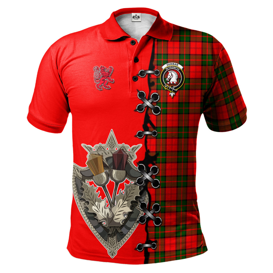 Clan Dunbar Modern Tartan Polo Shirt - Lion Rampant And Celtic Thistle Style IT10 Dunbar Modern Tartan Tartan Polo   