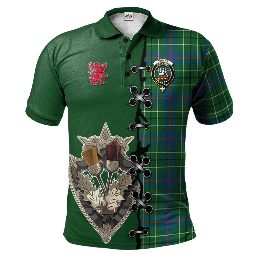 Clan Duncan Ancient Tartan Polo Shirt - Lion Rampant And Celtic Thistle Style GY29 Duncan Ancient Tartan Tartan Polo   