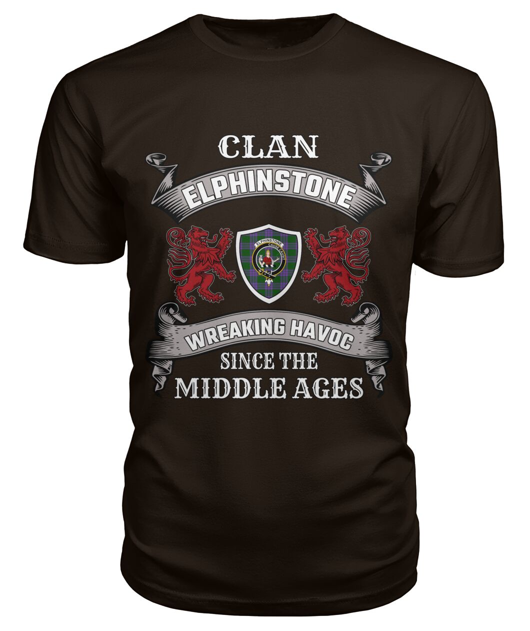 Clan Elphinstone Family Tartan 2D T-shirt ZS84 Elphinstone Tartan Clan Tartan T-Shirt Chocolate S Elphinstone Tartan Clan