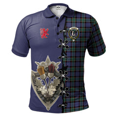 Clan Fletcher Modern Tartan Polo Shirt - Lion Rampant And Celtic Thistle Style HB47 Fletcher Modern Tartan Tartan Polo   