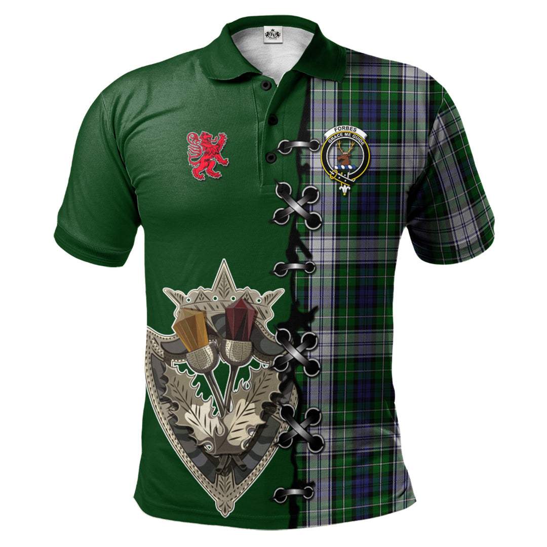 Clan Forbes Dress Tartan Polo Shirt - Lion Rampant And Celtic Thistle Style WW49 Forbes Dress Tartan Tartan Polo   