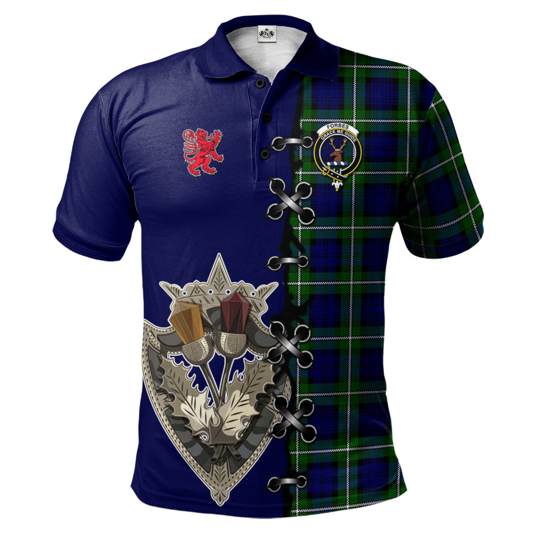 Clan Forbes Modern Tartan Polo Shirt - Lion Rampant And Celtic Thistle Style LK81 Forbes Modern Tartan Tartan Polo   