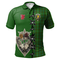 Clan Forrester or Foster Hunting Tartan Polo Shirt - Lion Rampant And Celtic Thistle Style TQ16 Forrester or Foster Hunting Tartan Tartan Polo   