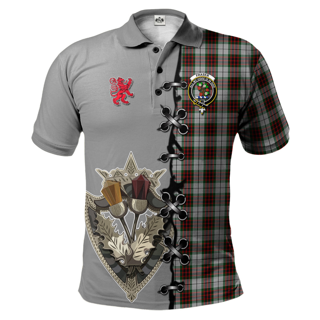 Clan Fraser Dress Tartan Polo Shirt - Lion Rampant And Celtic Thistle Style UW23 Fraser Dress Tartan Tartan Polo   