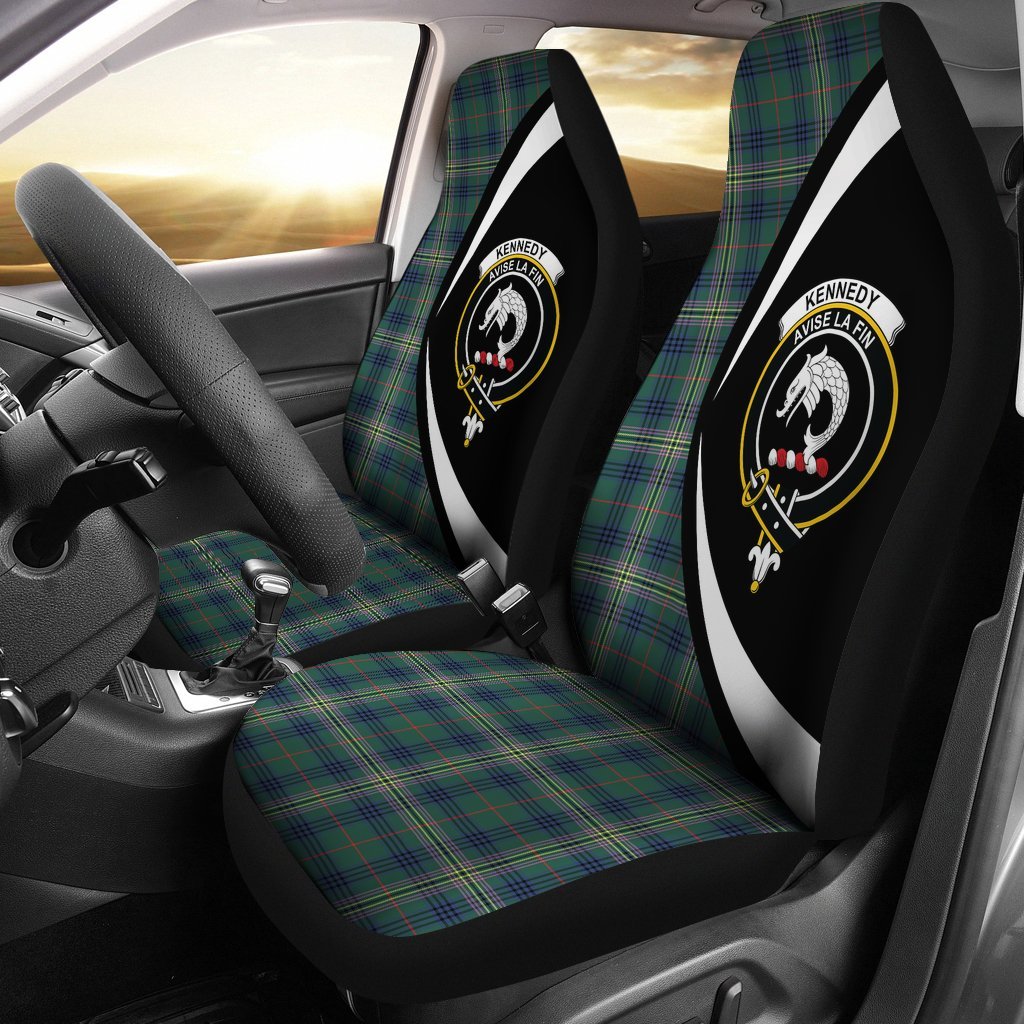 Clan Kennedy Modern Tartan Crest Circle Car Seat Cover NT24 Clan Kennedy Tartan Today   