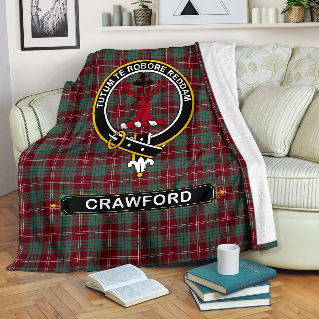 Clan Crawford Tartan Crest Blanket 3 Sizes WV52 Clan Crawford Tartan Today   