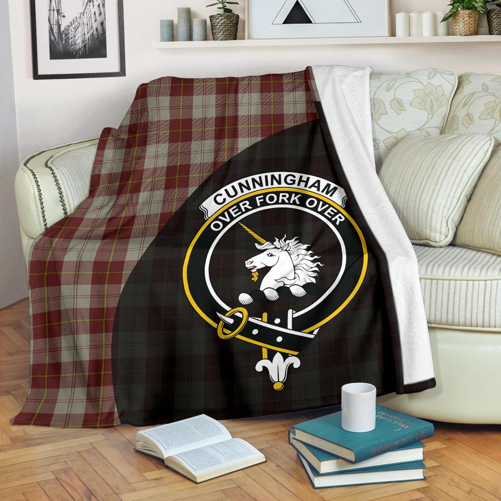 Clan Cunningham Burgundy Dancers Tartan Crest Blanket 3 Sizes SF39 Clan Cunningham Tartan Today   