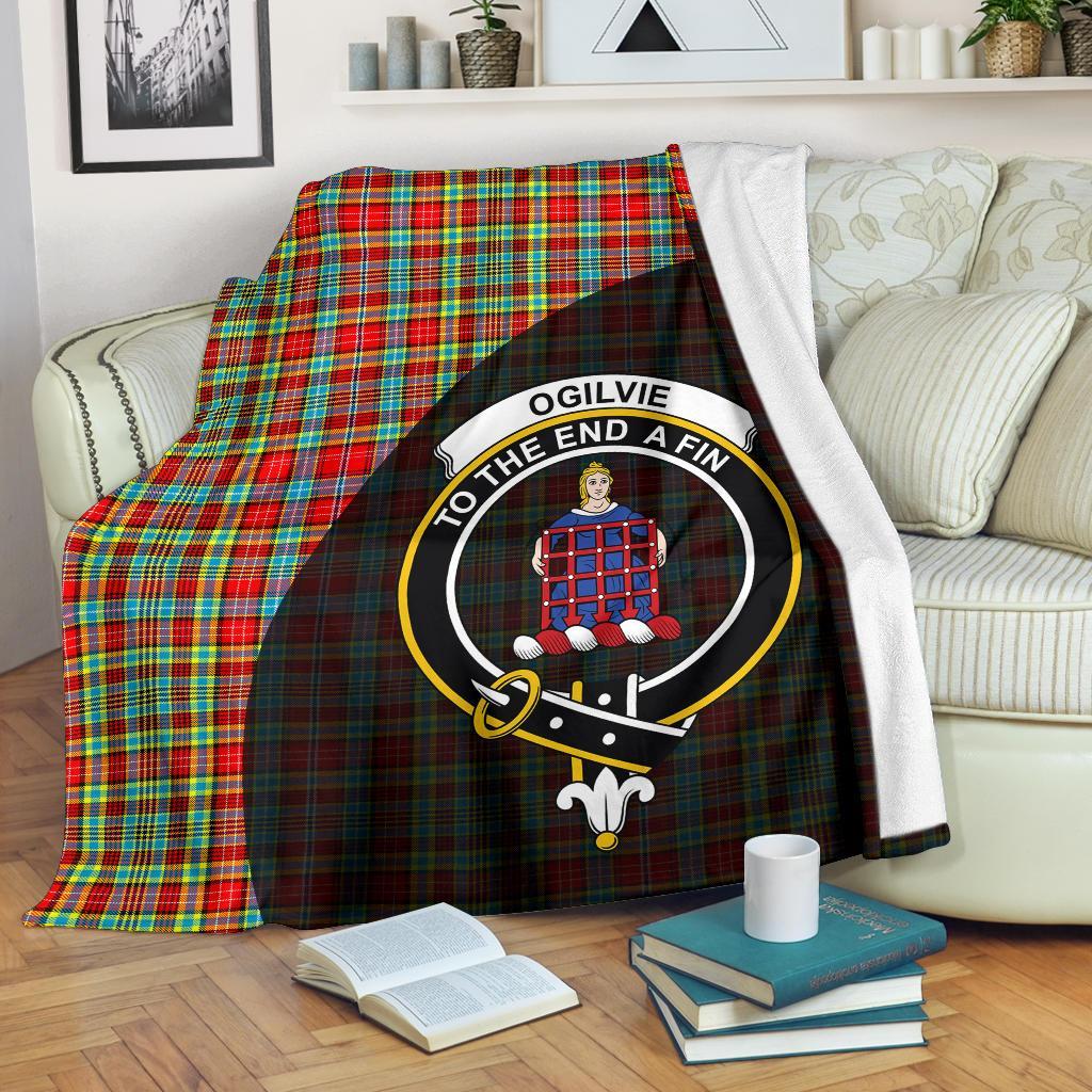 Clan Ogilvie Tartan Crest Blanket Wave Style WV65 Clan Ogilvie Tartan Today   