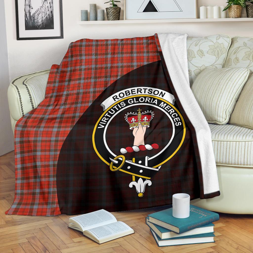 Clan Robertson Weathered Tartan Crest Blanket Wave Style RB52 Clan Robertson Tartan Today   