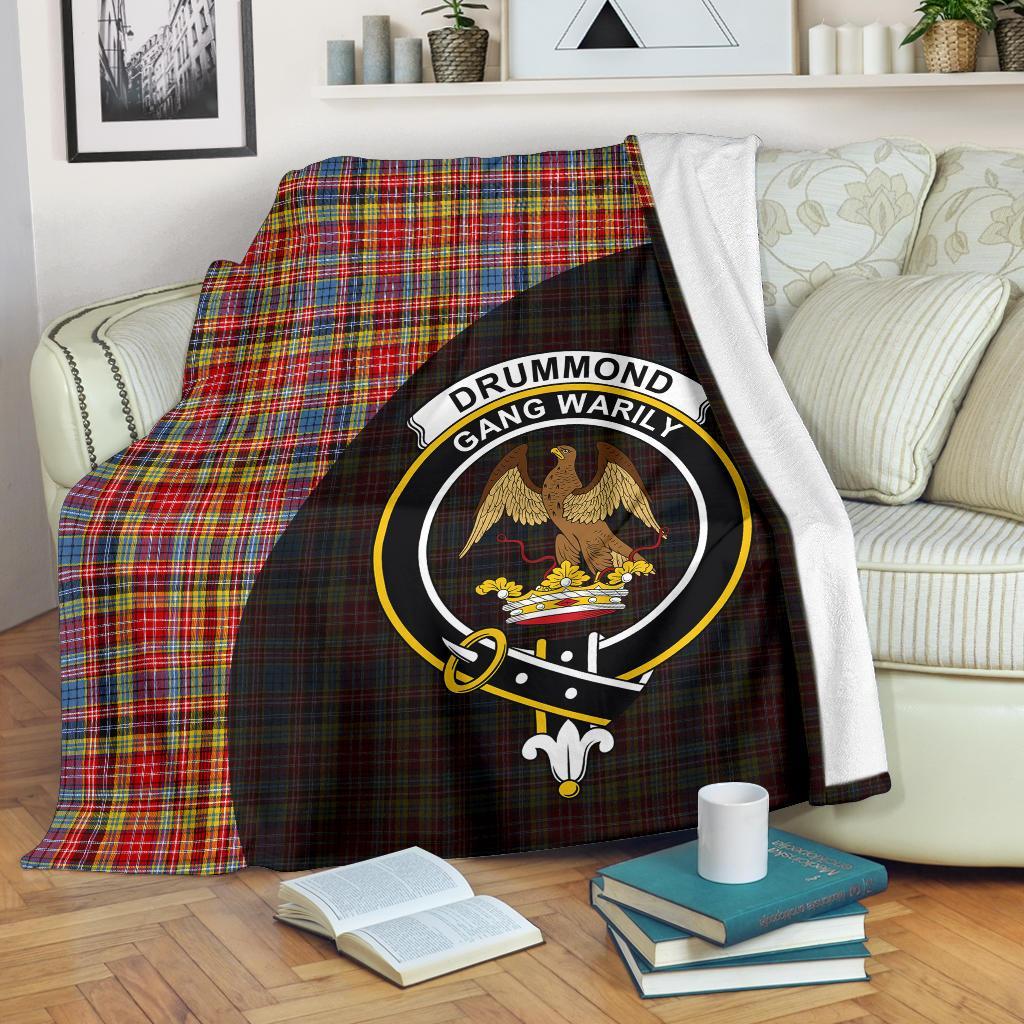 Clan Drummond of Strathallan Tartan Crest Blanket Wave Style FH88 Clan Hall Tartan Today   