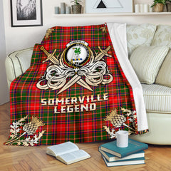 Clan Somerville Modern Tartan Gold Courage Symbol Blanket  SPQD12 Clan Somerville Tartan Today   