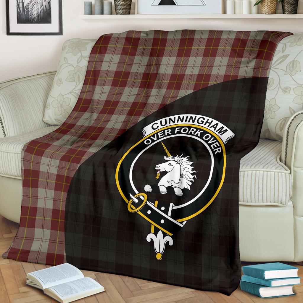 Clan Cunningham Burgundy Dancers Tartan Crest Blanket 3 Sizes SF39 Clan Cunningham Tartan Today   