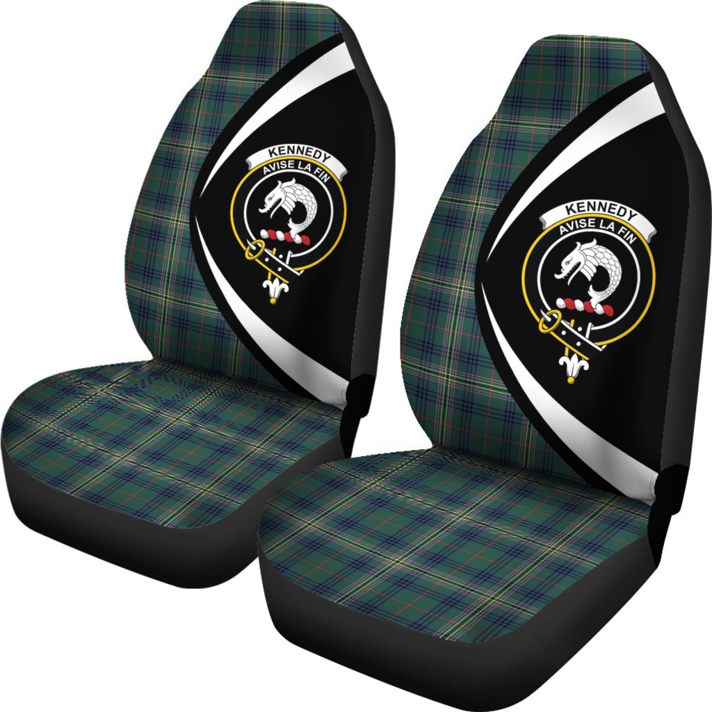 Clan Kennedy Modern Tartan Crest Circle Car Seat Cover NT24 Clan Kennedy Tartan Today   