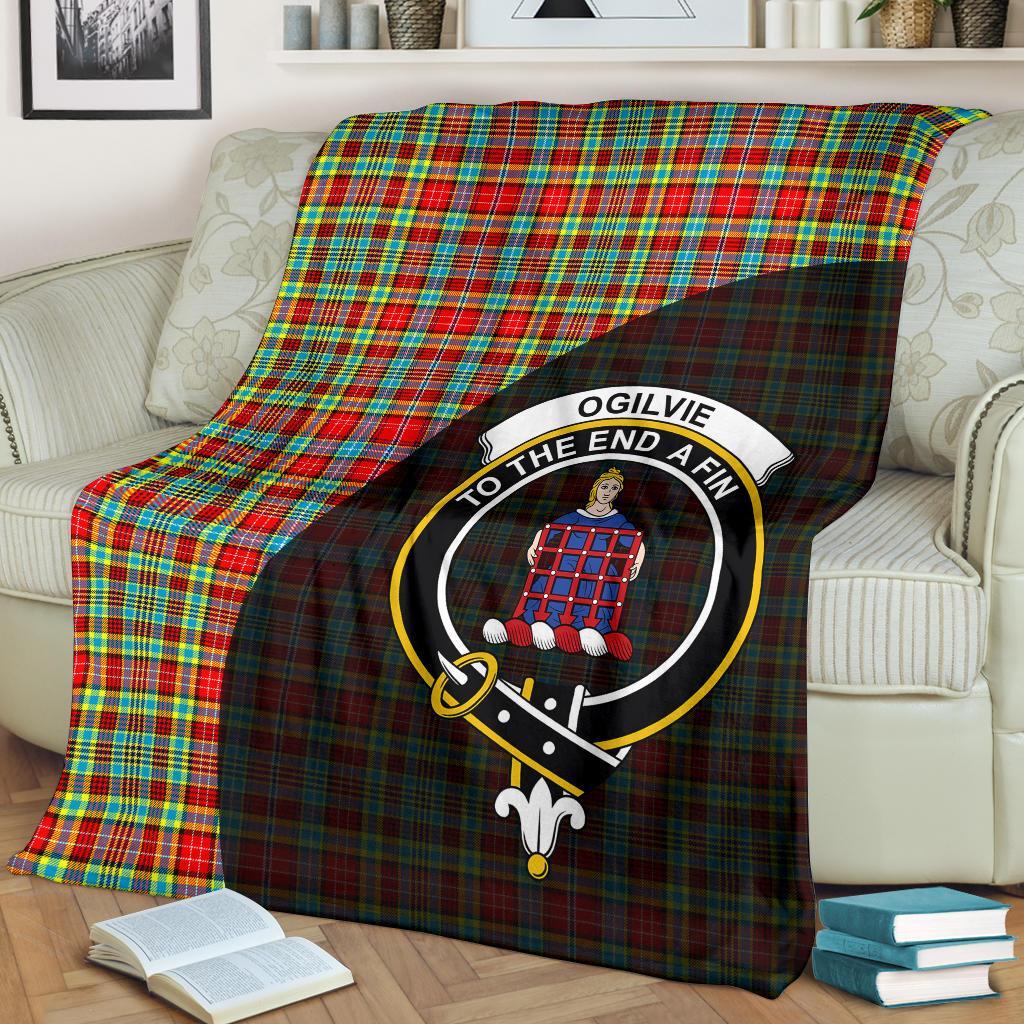 Clan Ogilvie Tartan Crest Blanket Wave Style WV65 Clan Ogilvie Tartan Today   