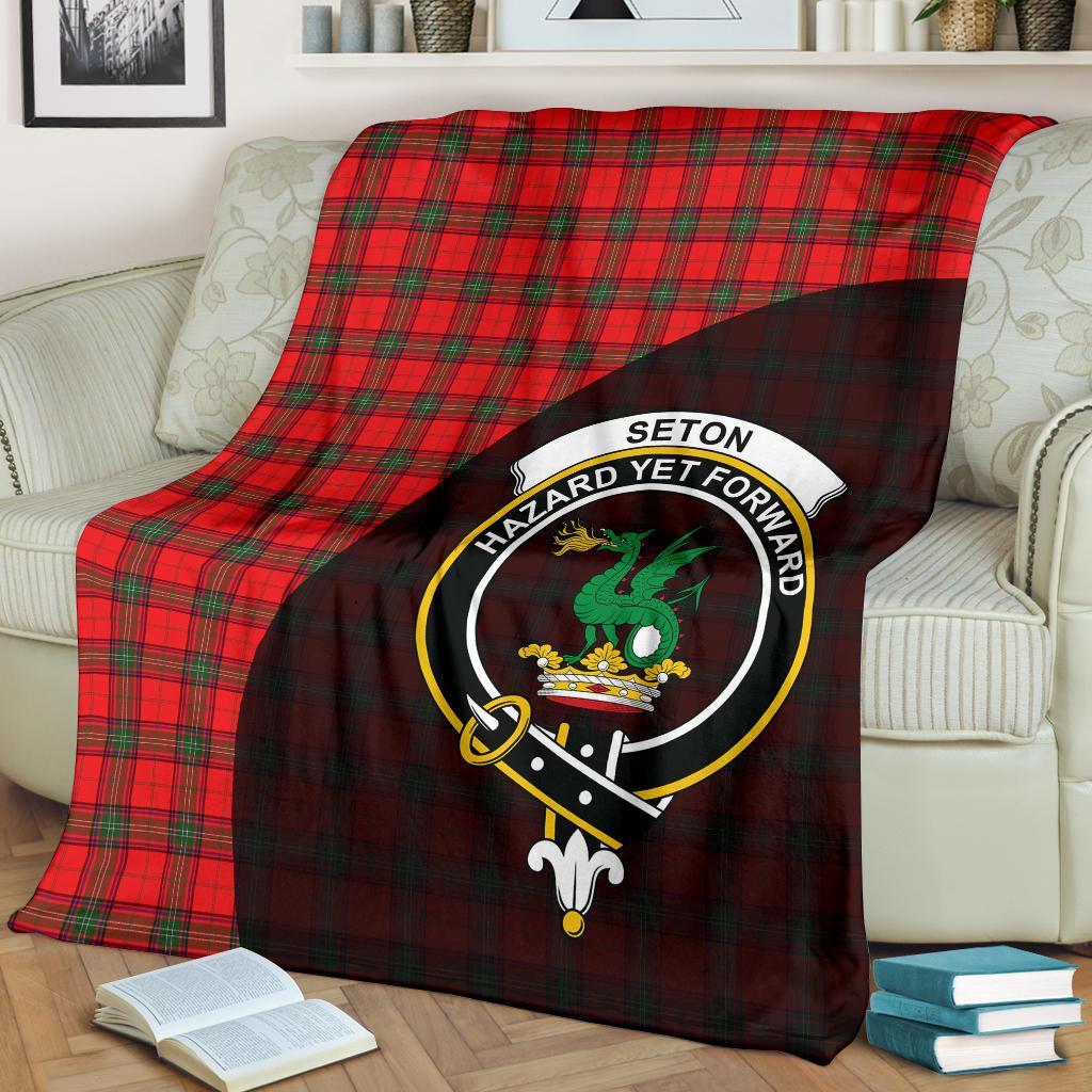 Clan Seton Modern Tartan Crest Blanket Wave Style RS63 Clan Seton Tartan Today   