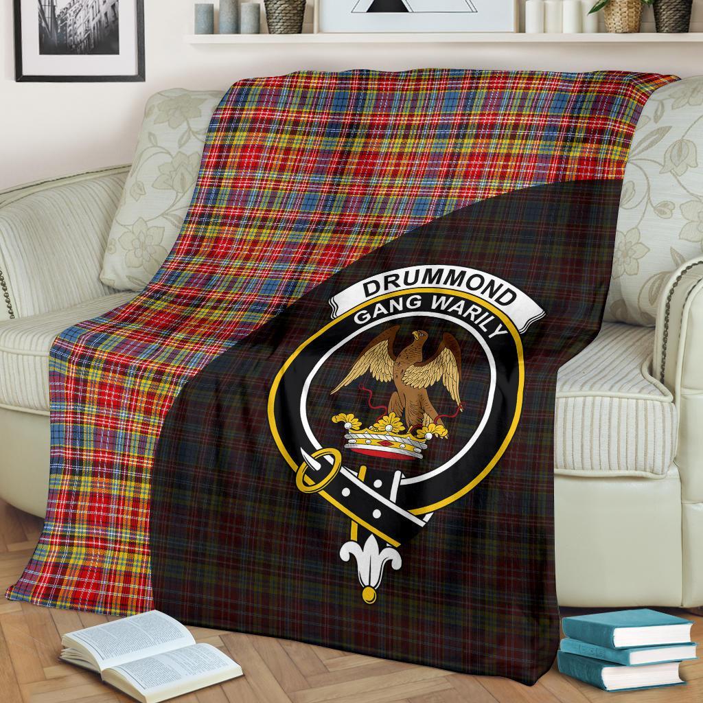 Clan Drummond of Strathallan Tartan Crest Blanket Wave Style FH88 Clan Hall Tartan Today   