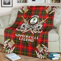 Clan Somerville Modern Tartan Gold Courage Symbol Blanket  SPQD12 Clan Somerville Tartan Today   