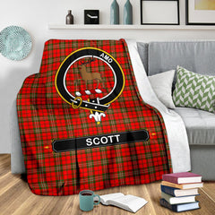 Clan Scott Tartan Crest Blanket 3 Sizes IO25 Clan Scott (Scott Tartan) Tartan Today   