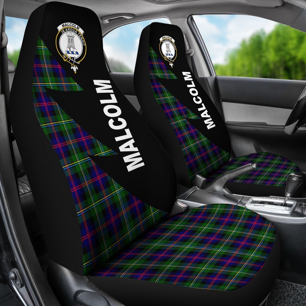 Clan Malcolm (MacCallum) Modern Tartan Crest Car Seat Cover  - Flash StyleQG97 Clan MacCallum Tartan Today   