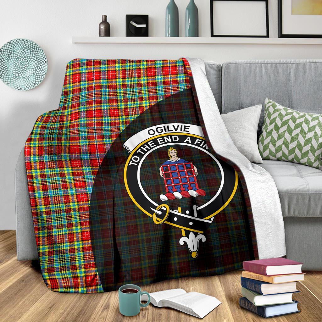 Clan Ogilvie Tartan Crest Blanket Wave Style WV65 Clan Ogilvie Tartan Today   