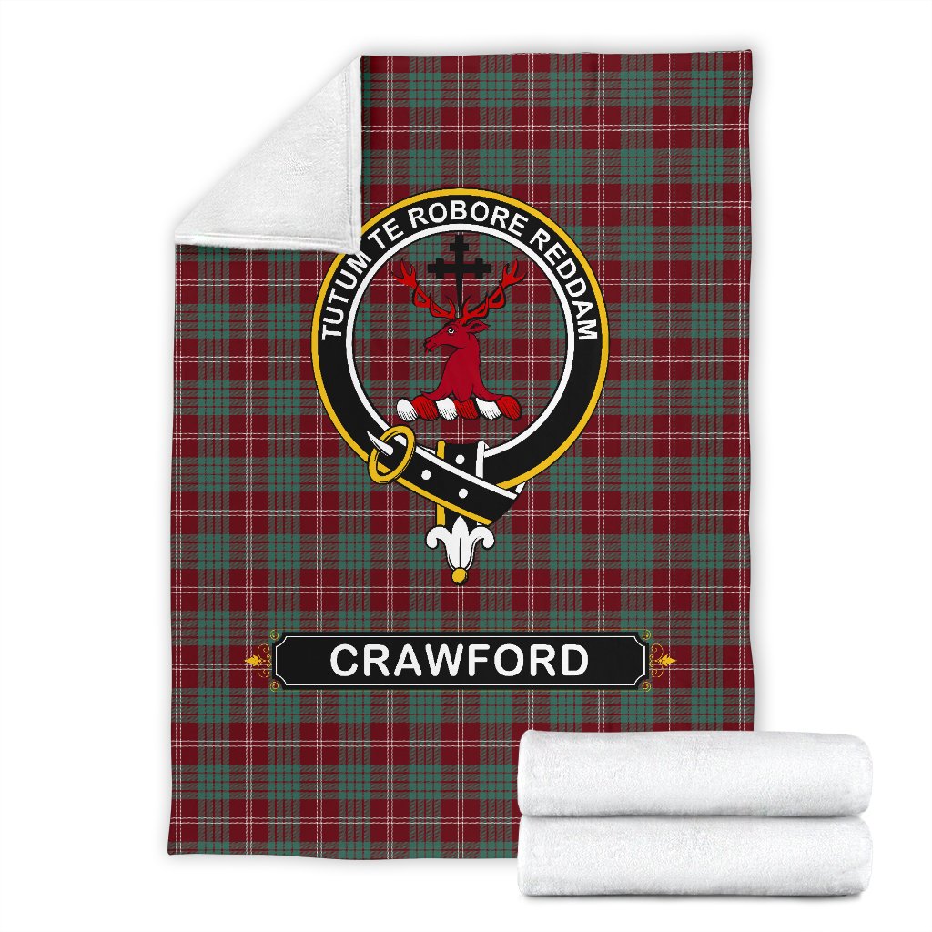 Clan Crawford Tartan Crest Blanket 3 Sizes WV52 Clan Crawford Tartan Today   