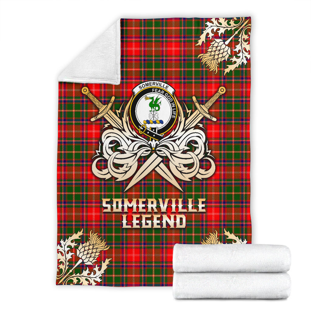 Clan Somerville Modern Tartan Gold Courage Symbol Blanket  SPQD12 Clan Somerville Tartan Today   