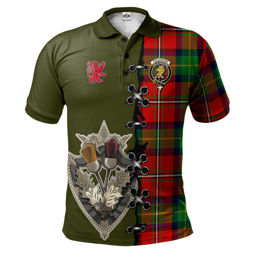 Clan Fullerton Tartan Polo Shirt - Lion Rampant And Celtic Thistle Style EY22 Fullerton Tartan Tartan Polo   