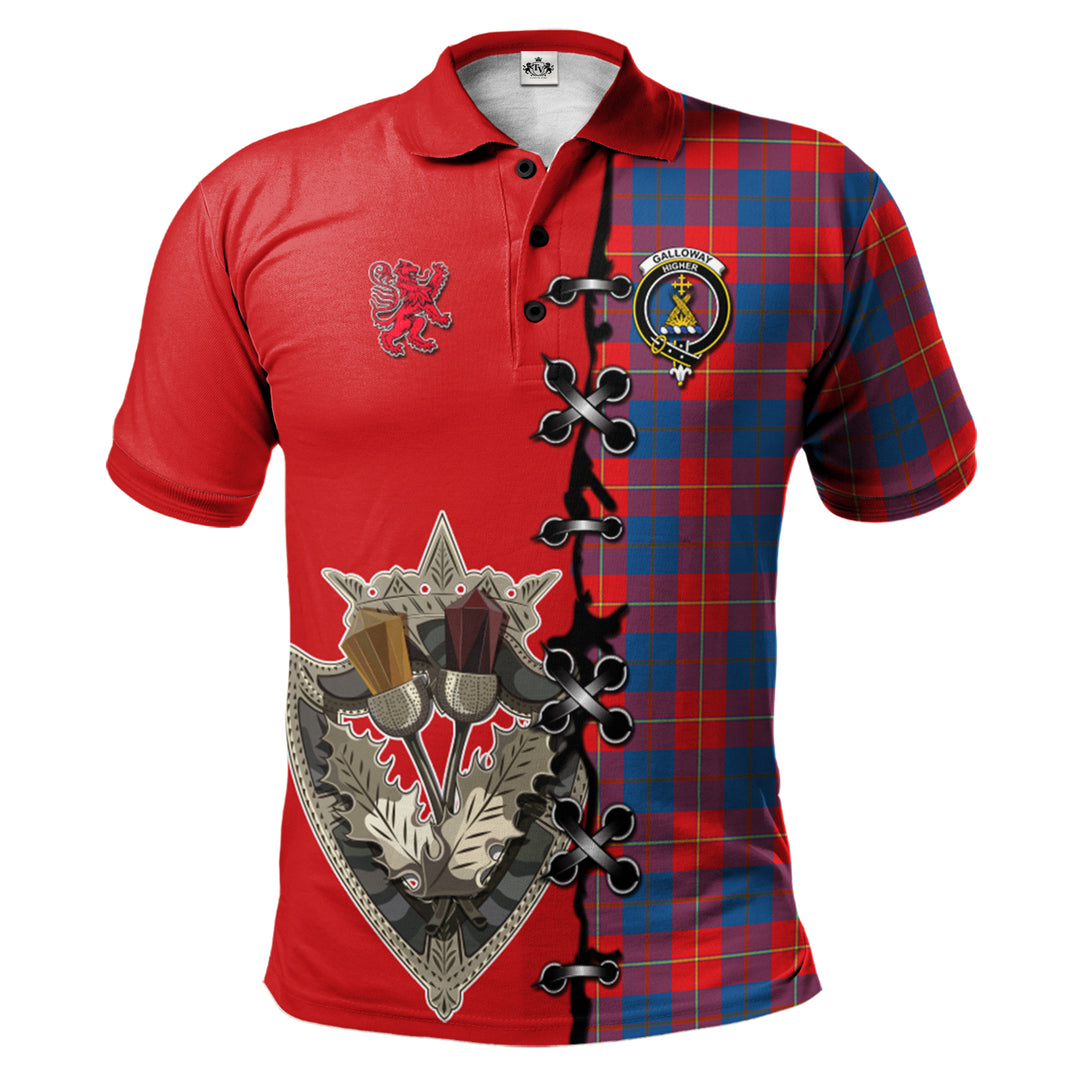 Clan Galloway Red Tartan Polo Shirt - Lion Rampant And Celtic Thistle Style YJ25 Galloway Red Tartan Tartan Polo   