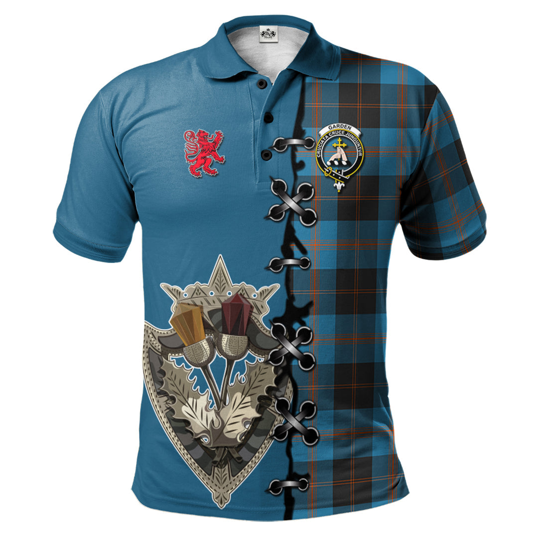 Clan Garden Tartan Polo Shirt - Lion Rampant And Celtic Thistle Style JO62 Garden Tartan Tartan Polo   