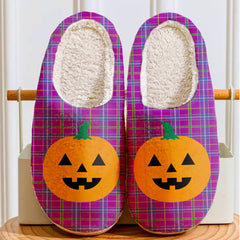 Clan Jackson Tartan Halloween Pumpkin Slippers, Fluffy Spooky Slippers TG67 Jackson Tartan Tartan Halloween   