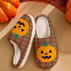 Clan Innes Ancient Tartan Halloween Pumpkin Slippers, Fluffy Spooky Slippers XB83 Innes Ancient Tartan Tartan Halloween   