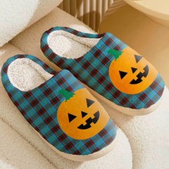 Clan Home Ancient Tartan Halloween Pumpkin Slippers, Fluffy Spooky Slippers ZL52 Home Ancient Tartan Tartan Halloween   