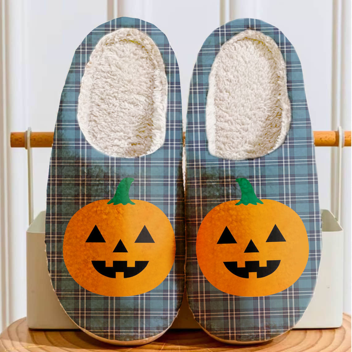 Clan Earl of St Andrews Tartan Halloween Pumpkin Slippers, Fluffy Spooky Slippers TB55 Earl of St Andrews Tartan Tartan Halloween   