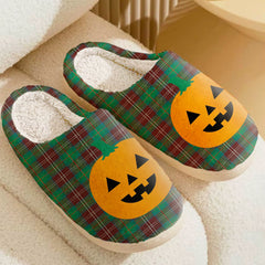 Clan Chisholm Hunting Ancient Tartan Halloween Pumpkin Slippers, Fluffy Spooky Slippers PL91 Chisholm Hunting Ancient Tartan Tartan Halloween   