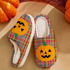 Clan Drummond of Strathallan Tartan Halloween Pumpkin Slippers, Fluffy Spooky Slippers AJ77 Drummond of Strathallan Tartan Tartan Halloween   