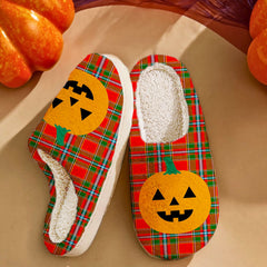 Clan Drummond of Perth Tartan Halloween Pumpkin Slippers, Fluffy Spooky Slippers GR98 Drummond of Perth Tartan Tartan Halloween   