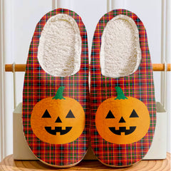 Clan Innes Modern Tartan Halloween Pumpkin Slippers, Fluffy Spooky Slippers JX25 Innes Modern Tartan Tartan Halloween   