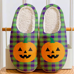 Clan Colville Tartan Halloween Pumpkin Slippers, Fluffy Spooky Slippers VE21 Colville Tartan Tartan Halloween   