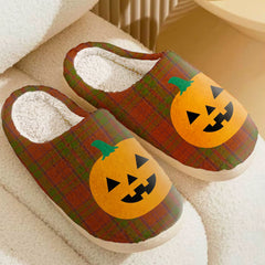 Clan Drummond Tartan Halloween Pumpkin Slippers, Fluffy Spooky Slippers UL71 Drummond Tartan Tartan Halloween   