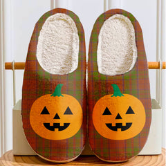 Clan Drummond Tartan Halloween Pumpkin Slippers, Fluffy Spooky Slippers UL71 Drummond Tartan Tartan Halloween   